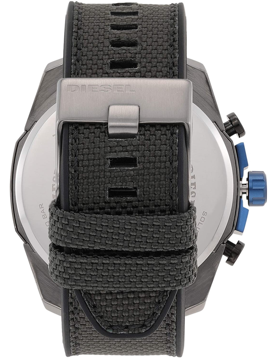 Diesel Mega Chief Chronograph Black Dial Black Nylon Strap Watch For Men - DZ4500