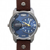 Diesel Mini Daddy Analog Blue Dial Brown Leather Strap Watch For Men - DZ7339