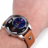 Diesel Mini Daddy Blue & Black Dial Brown Leather Strap Watch For Men - DZ7308