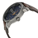 Diesel Mini Daddy Analog Blue Dial Brown Leather Strap Watch For Men - DZ7339