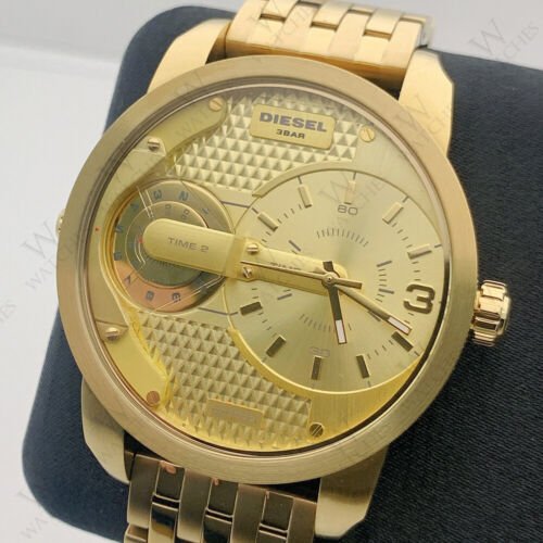 Diesel Mini Daddy Gold Dial Gold Steel Strap Watch For Men - DZ7306