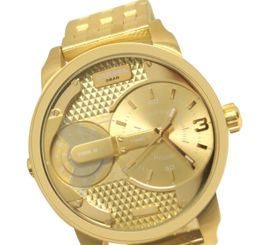 Diesel Mini Daddy Gold Dial Gold Steel Strap Watch For Men - DZ7306