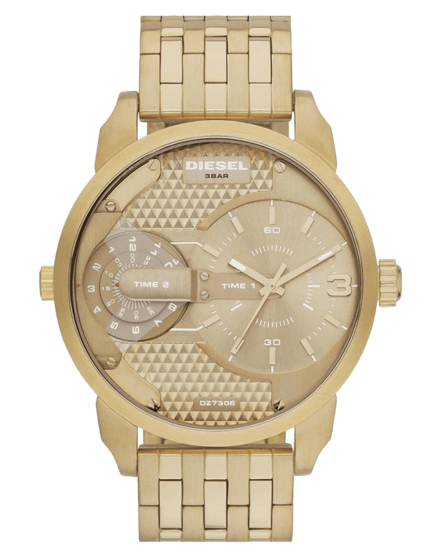 Diesel Mini Daddy Gold Dial Gold Steel Strap Watch For Men - DZ7306