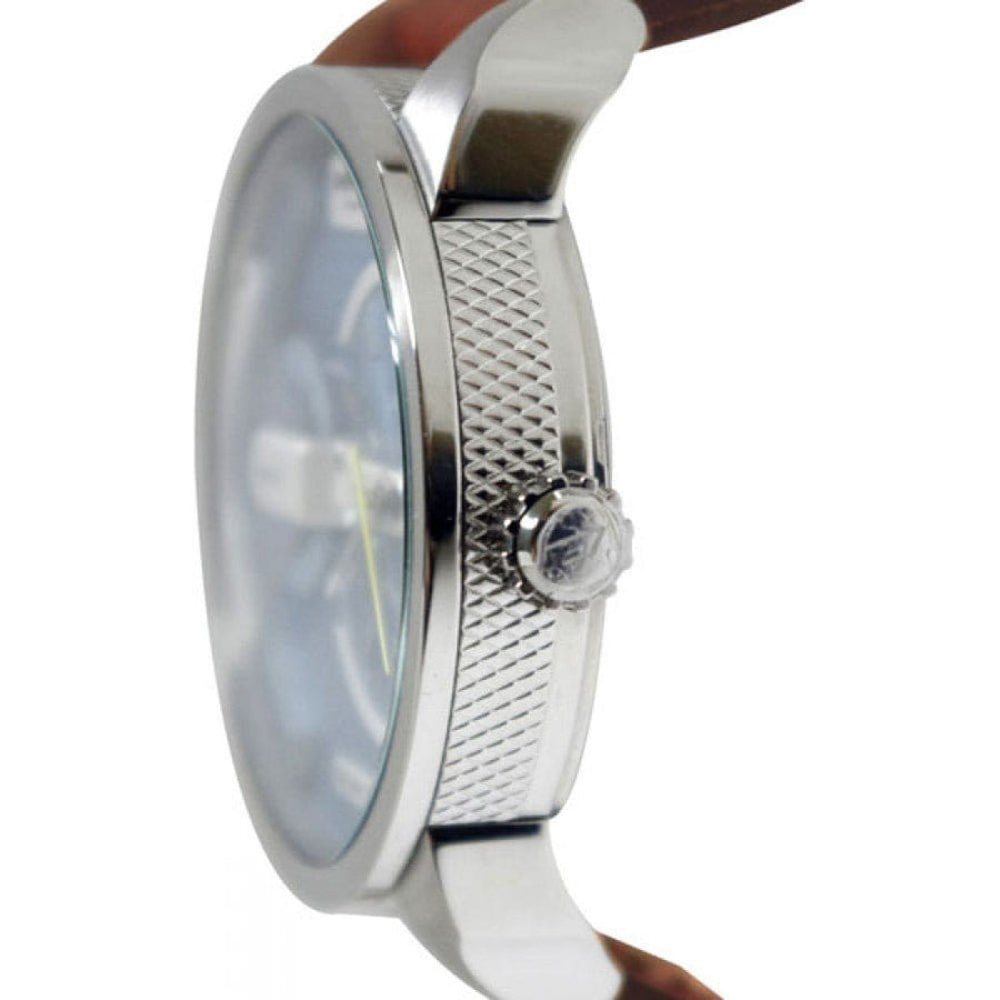 Diesel Mini Daddy LIght Blue Dial Brown Leather Strap Watch For Men - DZ7321