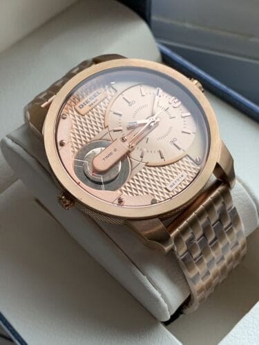 Diesel Mini Daddy Rose Gold Dial Rose Gold Steel Strap Watch For Men - DZ7318