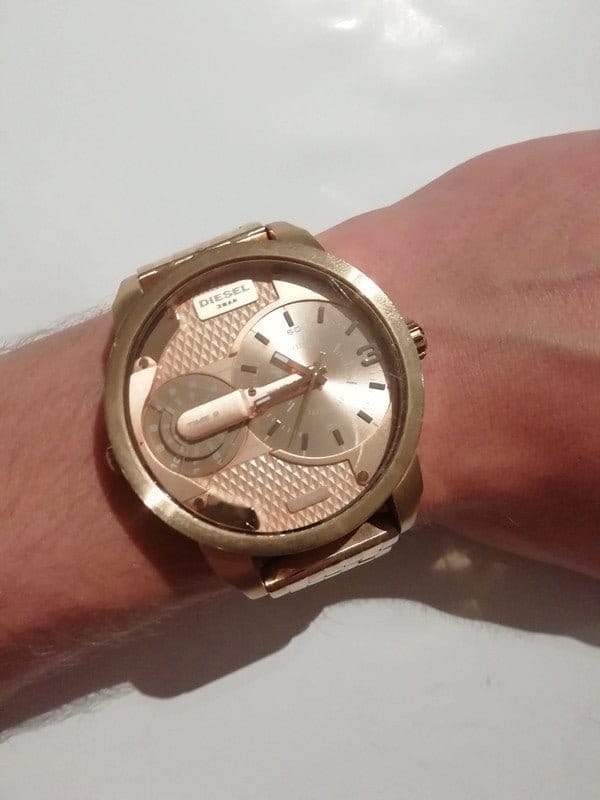 Diesel Mini Daddy Rose Gold Dial Rose Gold Steel Strap Watch For Men - DZ7318