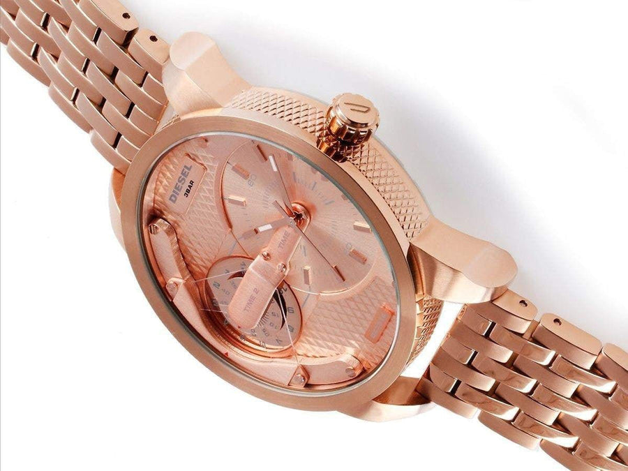 Diesel Mini Daddy Rose Gold Dial Rose Gold Steel Strap Watch For Men - DZ7318