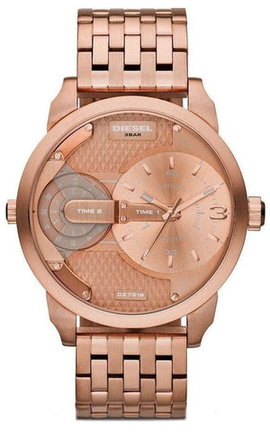 Diesel Mini Daddy Rose Gold Dial Rose Gold Steel Strap Watch For Men - DZ7318