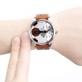 Diesel Mini Daddy Silver Dial Brown Leather Strap Watch For Men - DZ7309