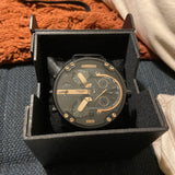 Diesel Mr Daddy 2.0 Black Dial Black Leather Strap Watch For Men - DZ7350