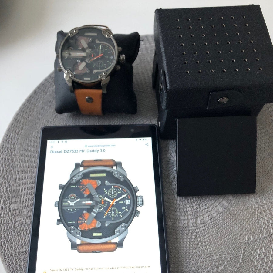 Diesel Mr Daddy 2.0 Black Dial Brown Leather Strap Watch For Men - DZ7332