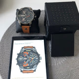 Diesel Mr Daddy 2.0 Black Dial Brown Leather Strap Watch For Men - DZ7332