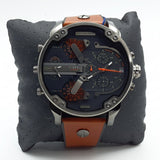 Diesel Mr Daddy 2.0 Black Dial Brown Leather Strap Watch For Men - DZ7332