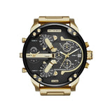 Diesel Mr Daddy 2.0 Black Dial Gold Stainless Steel Watch For Men - DZ7333