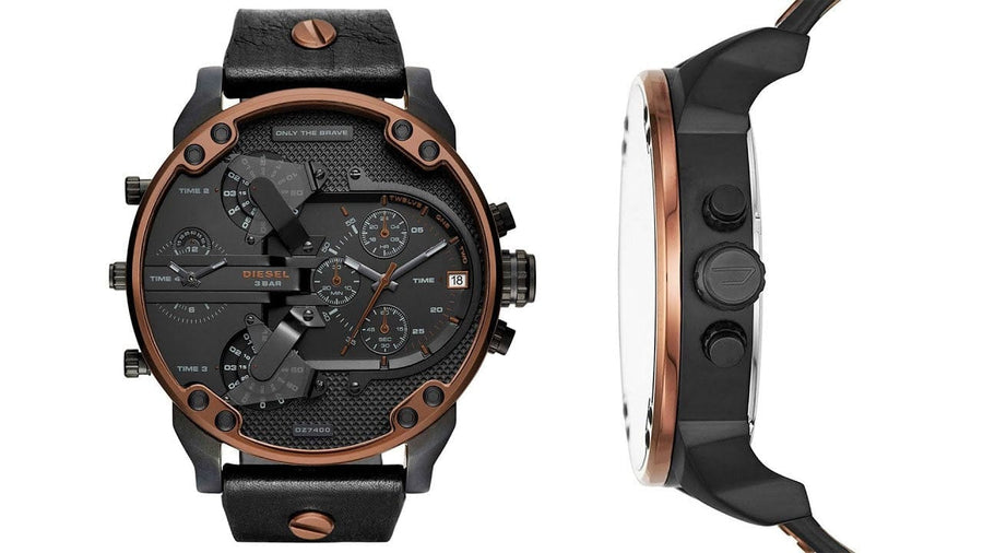 Diesel Mr Daddy 2.0 Chronograph Black Dial Black Steel Strap Watch For Men - DZ7400