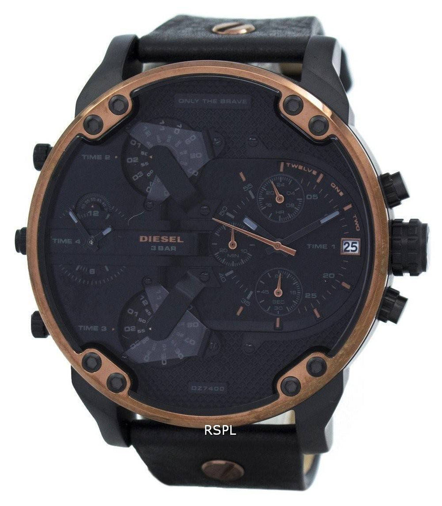 Diesel Mr Daddy 2.0 Chronograph Black Dial Black Steel Strap Watch For Men - DZ7400
