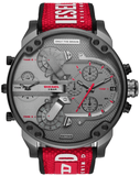 Diesel Mr Daddy 2.0 Chronograph Grey Dial Red Rubber Strap Watch For Men - DZ7423
