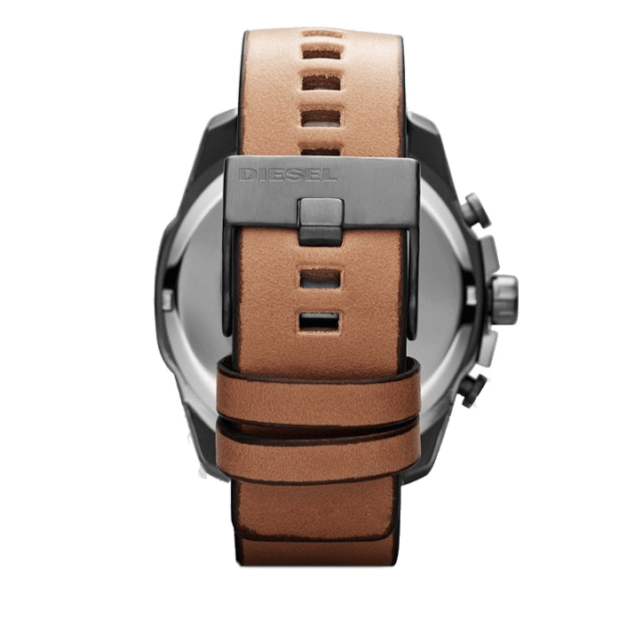 Diesel Mr. Daddy 2.0 Chronograph Silver Dial Brown Leather Strap Watch For Men - DZ7394