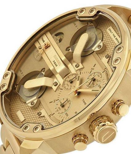 Diesel Mr Daddy 2.0 Gold Dial Gold Steel Strap Watch For Men - DZ7399