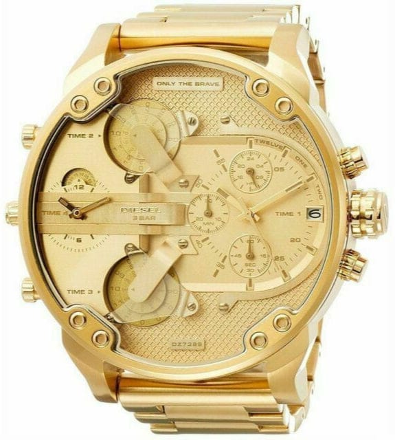 Diesel Mr Daddy 2.0 Gold Dial Gold Steel Strap Watch For Men - DZ7399