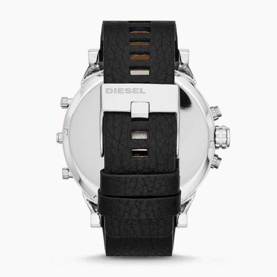 Diesel Mr Daddy Black Dial Black Leather Strap Watch For Men - DZ7313