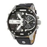 Diesel Mr Daddy Black Dial Black Leather Strap Watch For Men - DZ7313