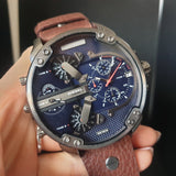 Diesel Mr Daddy Blue Dial Brown Leather Strap Watch For Men - DZ7314