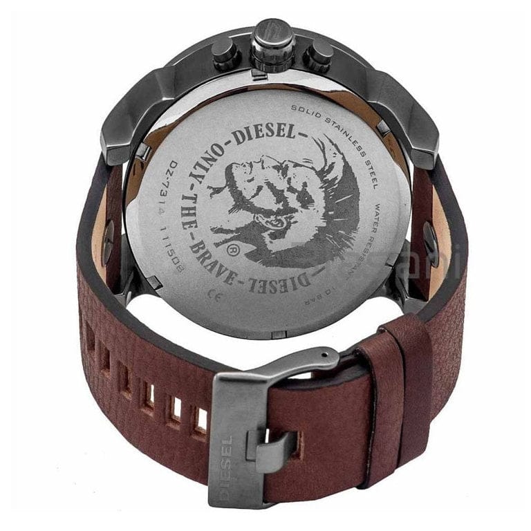 Diesel Mr Daddy Blue Dial Brown Leather Strap Watch For Men - DZ7314