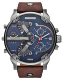 Diesel Mr Daddy Blue Dial Brown Leather Strap Watch For Men - DZ7314