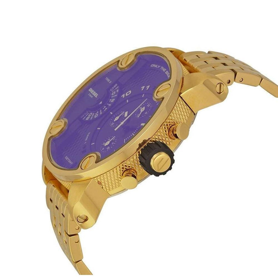 Diesel Mr Daddy Blue Dial Gold Steel Strap Watch For Men - DZ7347