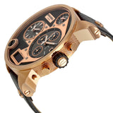 Diesel Little Daddy Black & Gold Dial Black Leather StrapWatch For Men - DZ7282