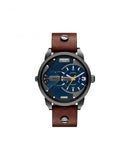 Diesel Mini Daddy Analog Blue Dial Brown Leather Strap Watch For Men - DZ7339