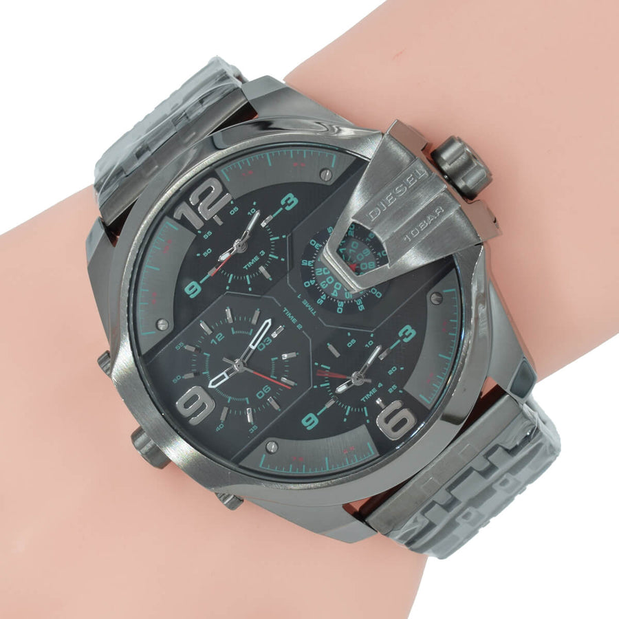 Diesel Uber Chief Black Dial Grey Stainless Steel Strap Watch For Men - DZ7372