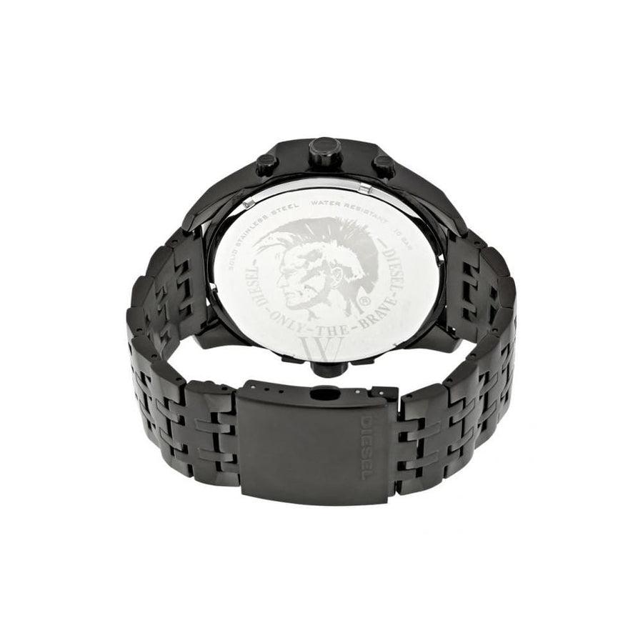 Diesel Uber Chief Chronograph Red Dial Black Steel Strap Watch For Men - DZ7373