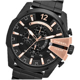 Diesel Mega Chief Black Dial Black Steel Strap Watch For Men - DZ4309