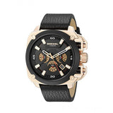 Diesel BAMF Chronograph Black Dial Black Leather Strap Watch For Men - DZ7346