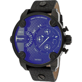 Diesel Little Daddy Blue Dial Black Leather Strap Watch For Men - DZ7257