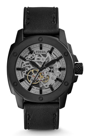 Fossil Modern Machine Automatic Skeleton Grey Dial Black Steel Strap Watch for Men - ME3134