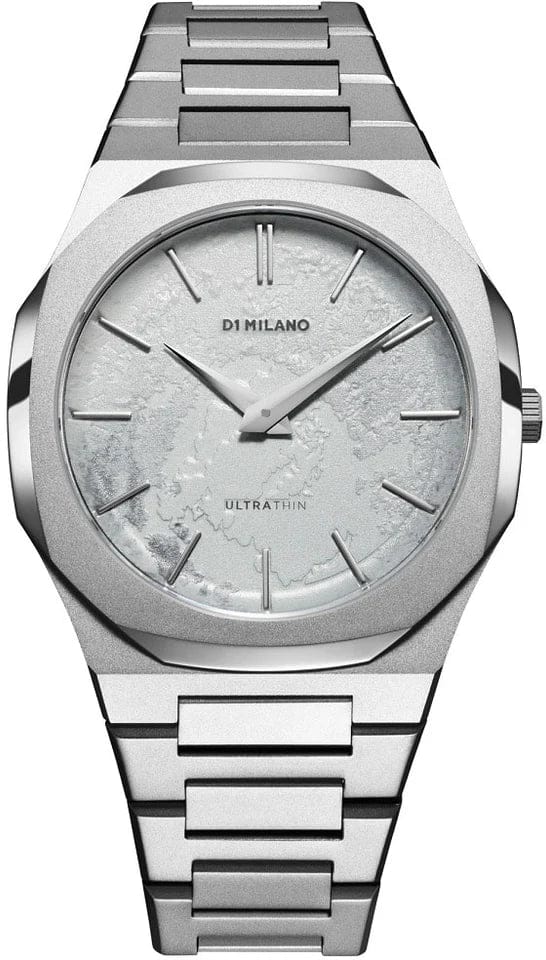 D1 Milano Pluto Ultra Thin Silver Dial Silver Steel Strap Watch for Men - D1-UTBJ18
