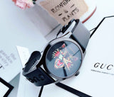 Gucci G Timeless Cat Motif Black Dial Black Leather Strap Unisex Watch - YA1264021