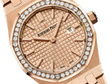 Audemars Piguet Royal Oak Quartz Diamonds Rose Gold Dial Rose Gold Steel Strap Watch for Women - 67651OR.ZZ.1261OR.03