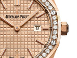 Audemars Piguet Royal Oak Quartz Diamonds Rose Gold Dial Rose Gold Steel Strap Watch for Women - 67651OR.ZZ.1261OR.03