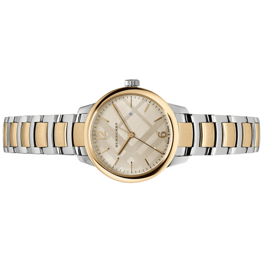 Burberry The Classic Champagne Gold Dial Two Tone Steel Strap Watch for Women - BU10118