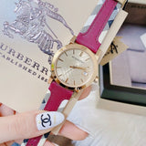 Burberry The City White Dial Haymarket Pink Leather Strap Watch for Women - BU9149