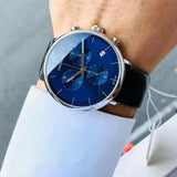 Calvin Klein High Noon Chronograph Blue Dial Black Leather Strap Watch for Men - K8M271CN