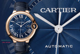 Cartier Ballon Bleu De Cartier Blue Dial Blue Leather Strap Watch for Men - WGBB0036