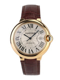 Cartier Ballon Blue de Cartier Silver Dial Brown Leather Strap Watch for Men - W6900551