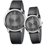 Calvin Klein Minimal Grey Dial Black Leather Strap Watch for Men - K3M221C4