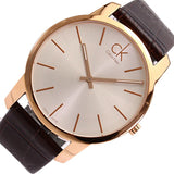 Calvin Klein City Silver Dial Brown Leather Strap Watch For Men - K2G21629