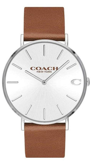 Coach Charles Silver Dial Brown Leather Strap Watch for Men - 14602152